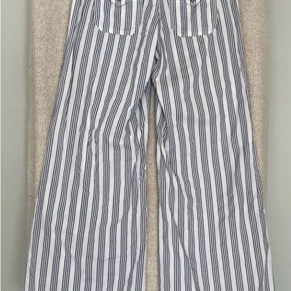 LONDON-JEAN Blue and White Striped Wide Leg Pants - Picture 2 of 8
